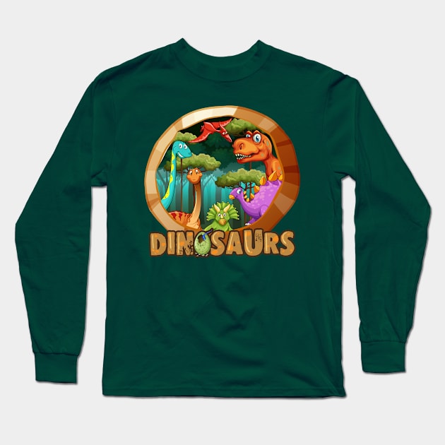 Dinosaurs World Long Sleeve T-Shirt by black8elise